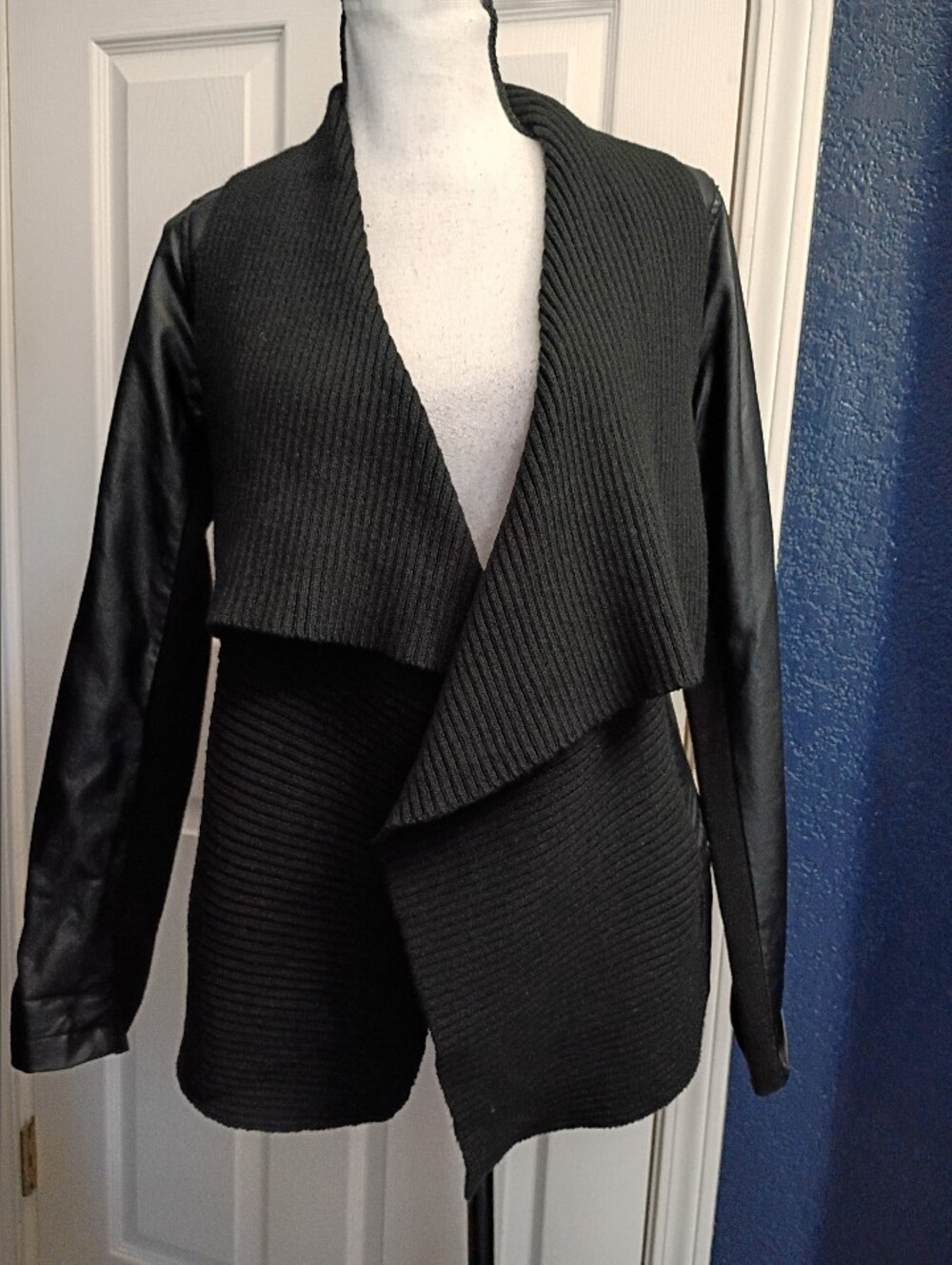 Black Draped Open-Front Blazer Jacket - Women's